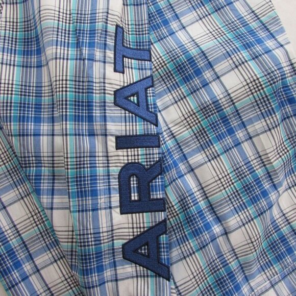 Ariat Pro Series Men's Long Sleeve Griffen Classic Fit Button Shirt White/Blue - Picture 4 of 4